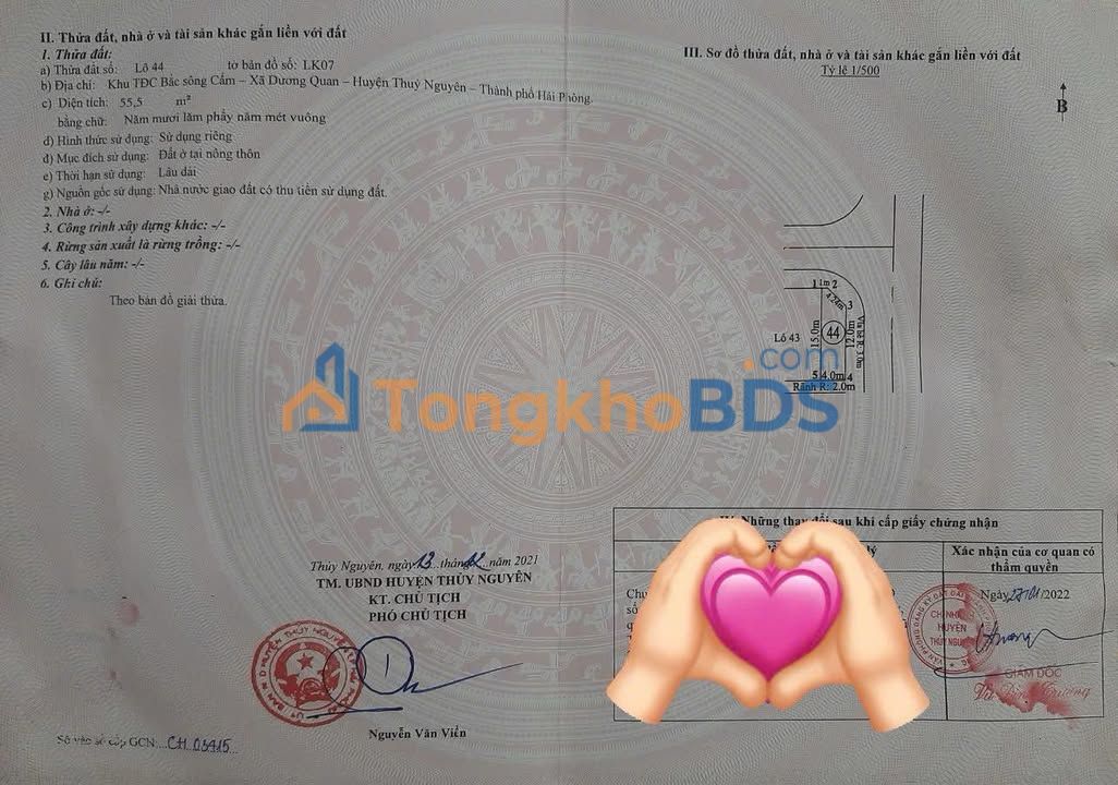 Đất Thuỷ Đường 56m² thỏa thuận - Sổ đỏ chính chủ