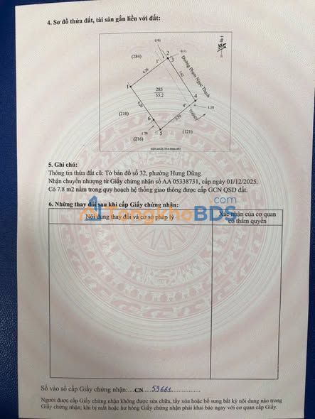 Đất kinh doanh Phạm Ngọc Thạch Vinh 55m² 3 tỷ - Sổ đỏ chính chủ