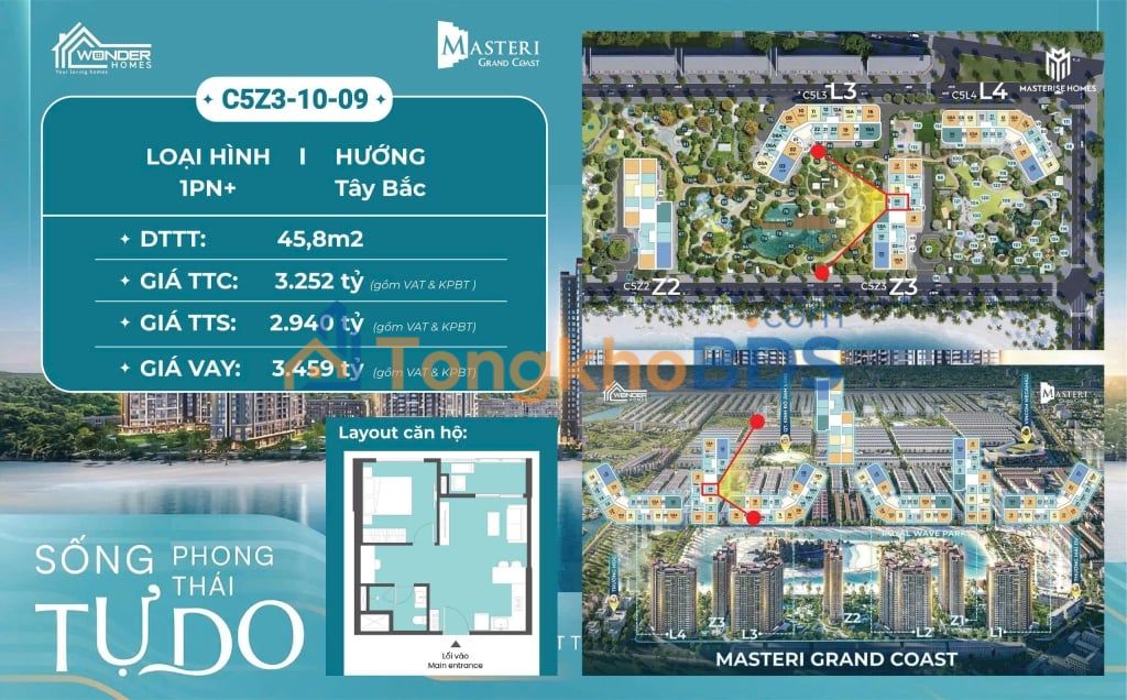 Căn hộ Masteri Grand Coast Hạ Long 46m² view đẹp