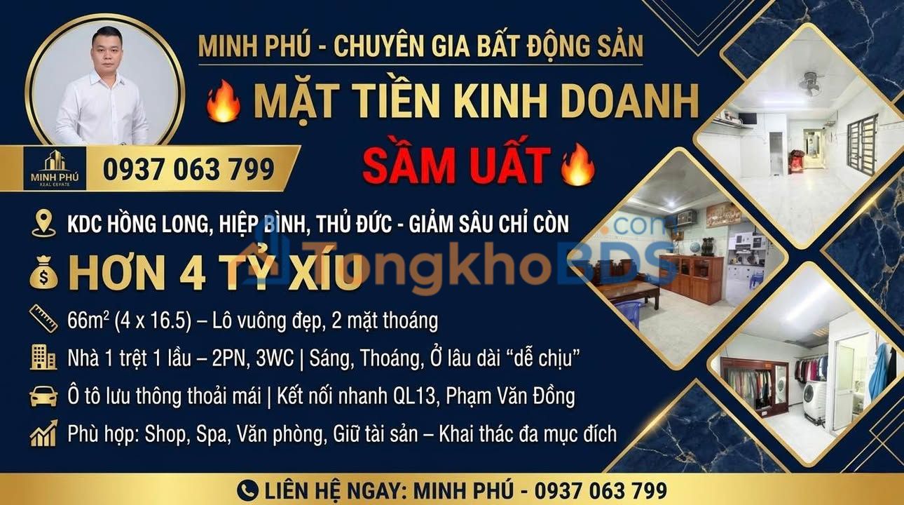 Nhà phố Hồng Long Đường 43 66m² 4 tỷ - Mặt tiền KD