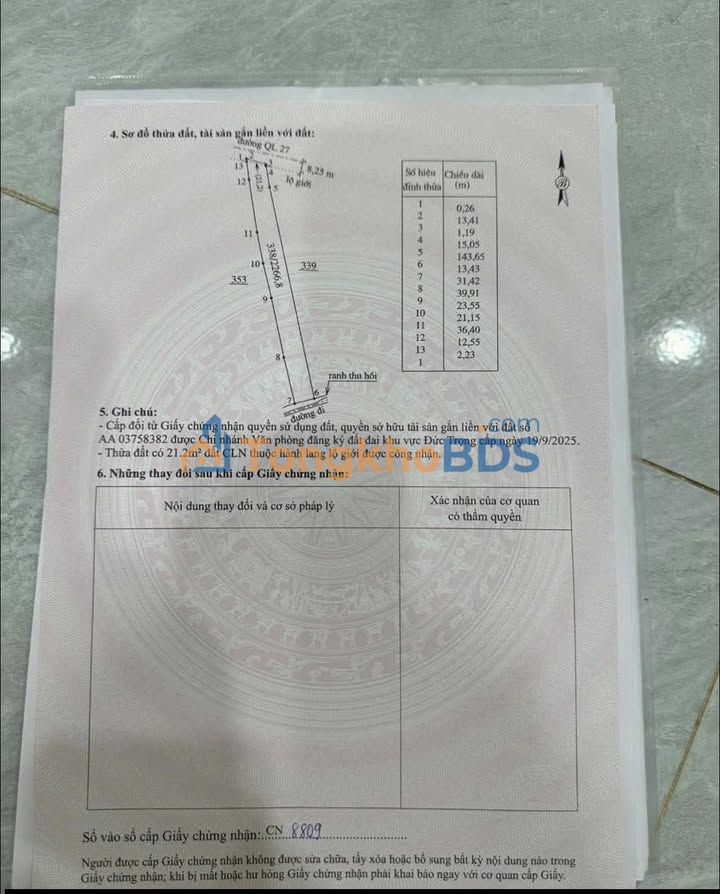 Đất nền Quốc lộ 27 Liên Hiệp 2.260m² 13 tỷ - Đường to ô tô