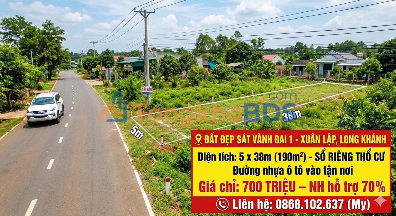 Đất nền Xuân Lập Long Khánh 190m² 700 triệu - Sổ đỏ chính chủ