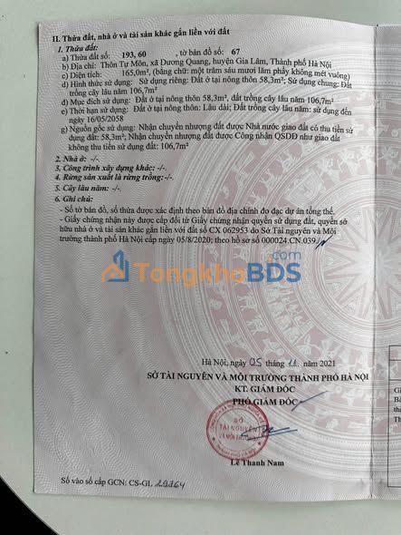 Bán đất Tự Môn, Gia Lâm 58m² - Sổ đỏ chính chủ, giá hơn 3 tỷ