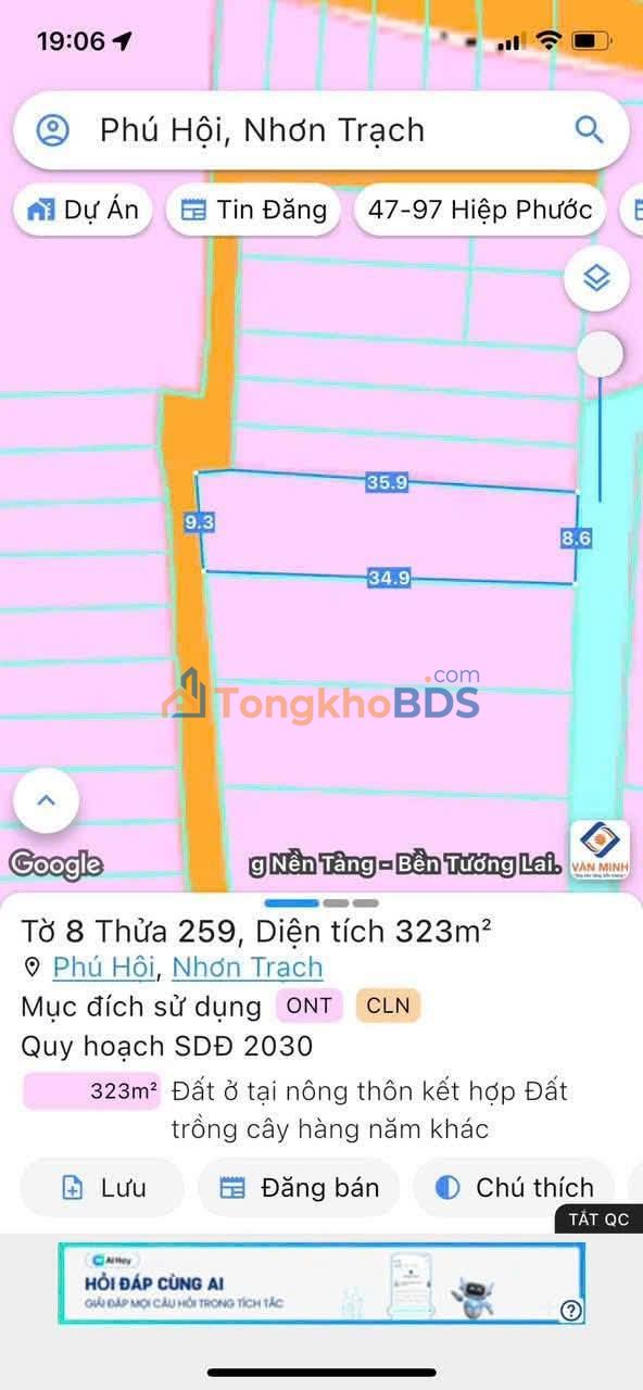 Đất nền Phú Hội Nhơn Trạch 323m² 3 tỷ - Sổ đỏ chính chủ