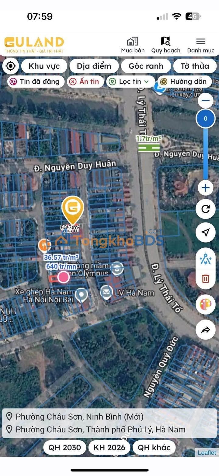 Đất Nền HUD Châu Sơn Phủ Lý 83m² - Hướng Đông, Sổ Đỏ Rõ Ràng