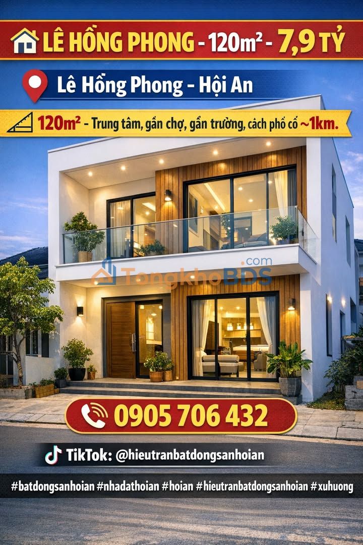 Đất nền Lê Hồng Phong Hội An 120m² 7,9 tỷ - Sổ đỏ chính chủ