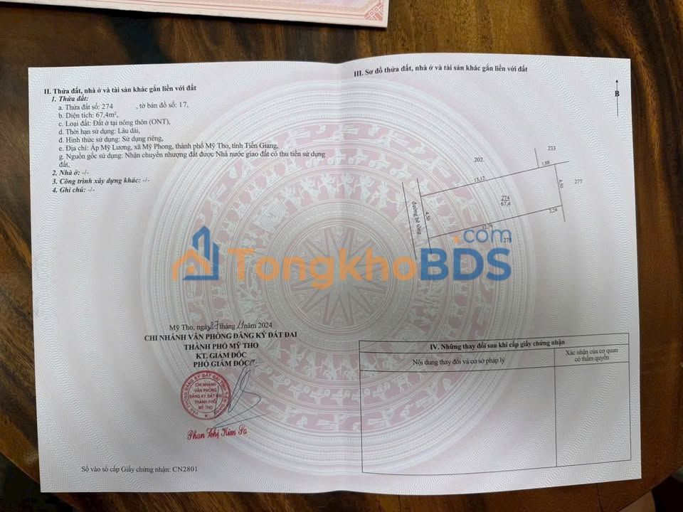 Bán Gấp Đất Thổ Cư Mỹ Phong, Mỹ Tho - 67m², Giá 390 Triệu