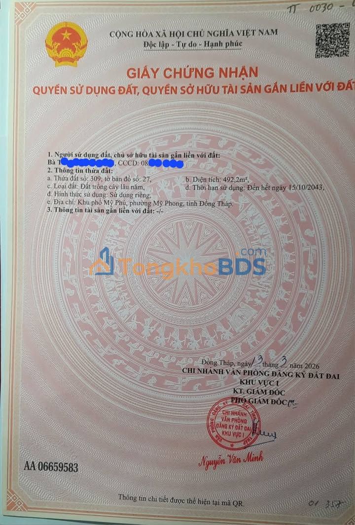 Đất nền Mỹ Phong Mỹ Tho 492m² 1.8 tỷ - Chính chủ bán