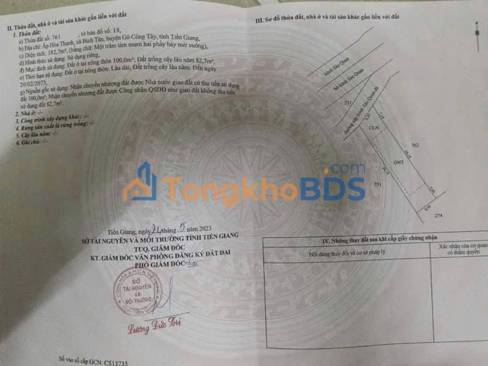 Đất nền Bình Tân Gò Công Tây 189m² 339 triệu - Thổ cư 100%