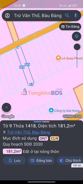 Đất Mặt Tiền Trừ Văn Thố, Bàu Bàng 175m² - Sổ Sẵn, Giá Tốt