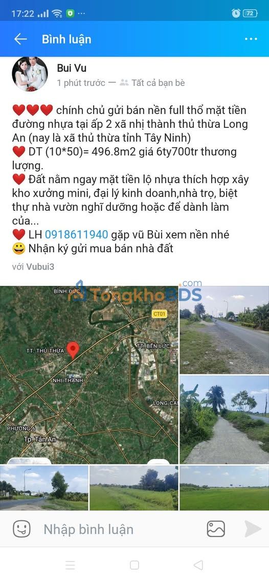 Đất nền Nhị Thành 497m² 6.7 tỷ – Sổ đỏ chính chủ