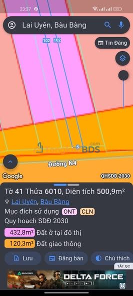 Đất nền KCN Bàu Bàng 1530m² giá 7,51 tỷ - Đường to ô tô