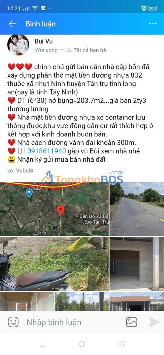 Nhà cấp 4 Nhựt Ninh Tân Trụ 204m2 - Vị trí đẹp