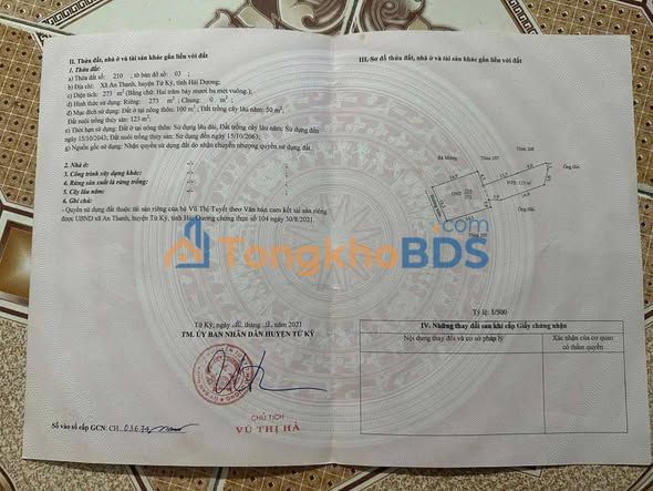 Đất An Thanh Tứ Kỳ 273m² 595tr - Sổ đỏ chính chủ