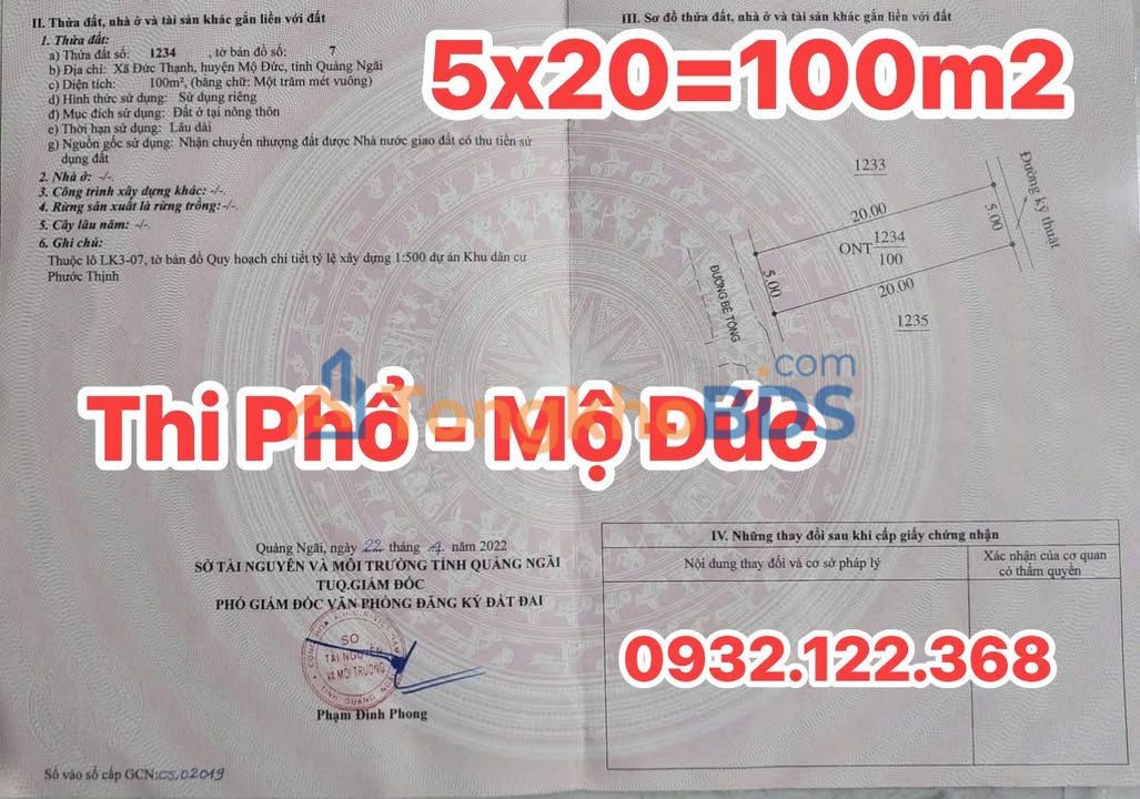 Đất nền Đức Phổ 100m² 6xx triệu – Sổ đỏ chính chủ