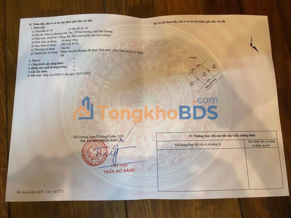 Bán Đất Vàng 40.6m² Phường Hải Tân, TP Hải Dương - Sổ Hồng, Gần Ecopark