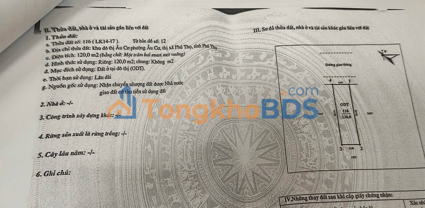 Đất nền Âu Cơ Park City 120m² 2.9 tỷ - Thổ cư 100%