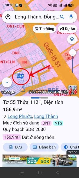 Đất Long Phước Long Thành 156m² Sổ Riêng Thổ Cư - Giá Đầu Tư 1.3 Tỷ