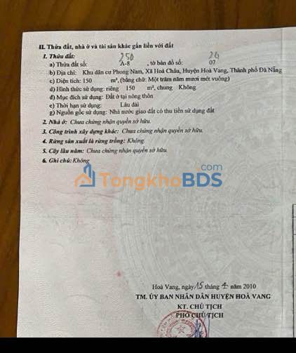 Đất tái định cư Hòa Xuân 150m² giá 4.15 tỷ - Sổ đỏ chính chủ