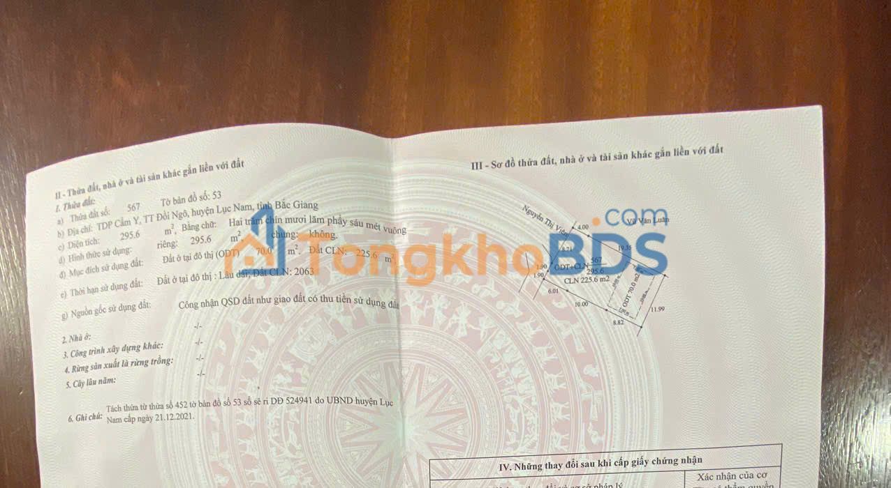 Đất nền TT Đồi Ngô 295m² giá 1,2 tỷ - Sổ đỏ chính chủ