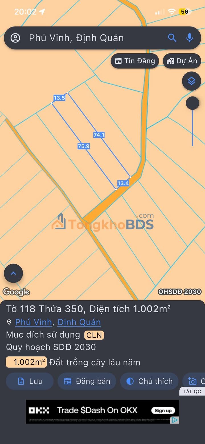 Đất nền Phú Vinh Định Quán 360m² 370tr - Sổ đỏ chính chủ