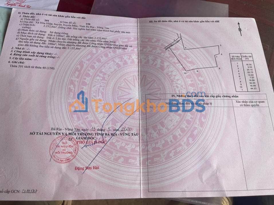 Đất nền Hòa Hiệp Xuyên Mộc 2.253m² 2.4 tỷ - Sổ đỏ chính chủ