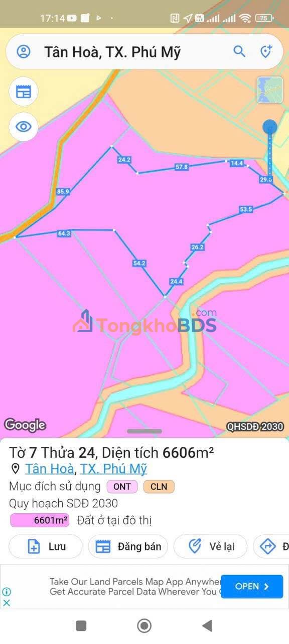 Đất Tân Hòa Phú Mỹ 6600m² giá 9 tỷ - Sổ đỏ chính chủ