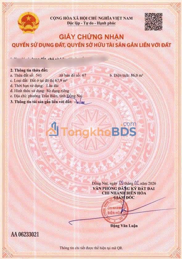 Đất nền Sổ đỏ Quận 9 - 86m² Hướng Đông - Giá 1.75 tỷ