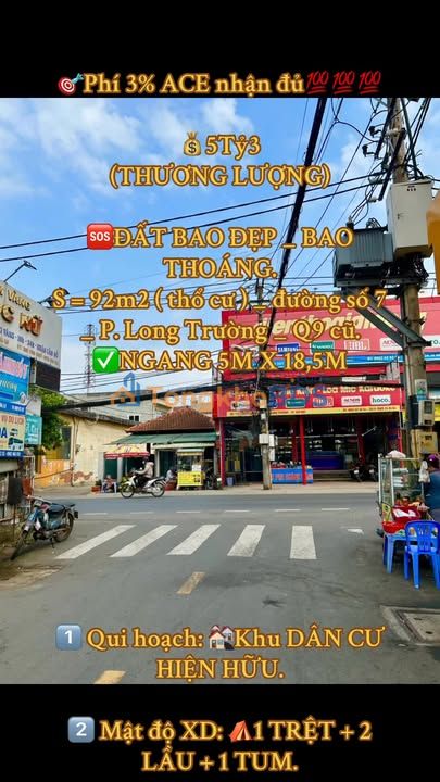 Đất nền Long Trường Thủ Đức 92m² 5.3 tỷ - Sổ đỏ chính chủ
