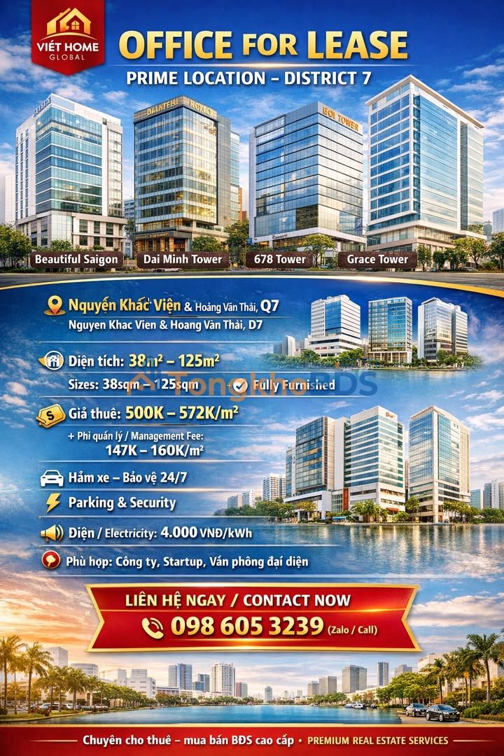 Văn Phòng Cho Thuê Quận 7 - Tòa Nhà Đẹp, Sẵn Sàng Kinh Doanh