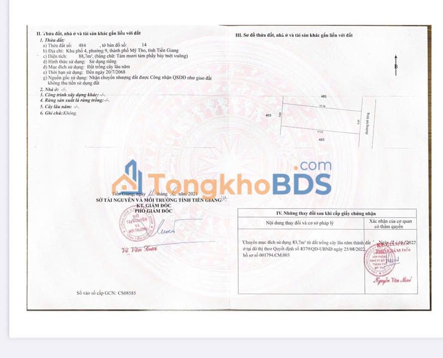 Đất nền Phường 9 Mỹ Tho 88m² 799 triệu - Thổ cư full