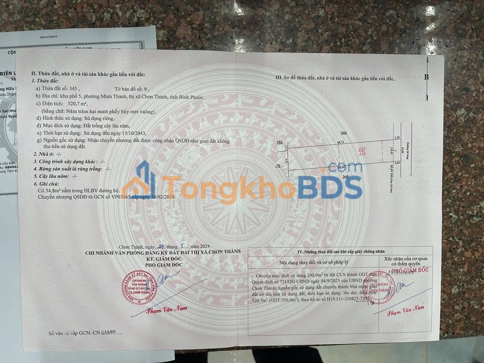 Đất Nền Minh Thành 480m² Thổ Cư Mặt Tiền - Giá Tốt Chỉ 9xx Triệu