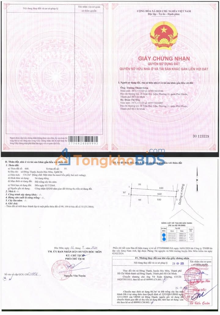 Đất Sổ Hồng Riêng Mặt Tiền Xã Đông Thạnh, Hóc Môn - 120m² Giá 3.8 Tỷ