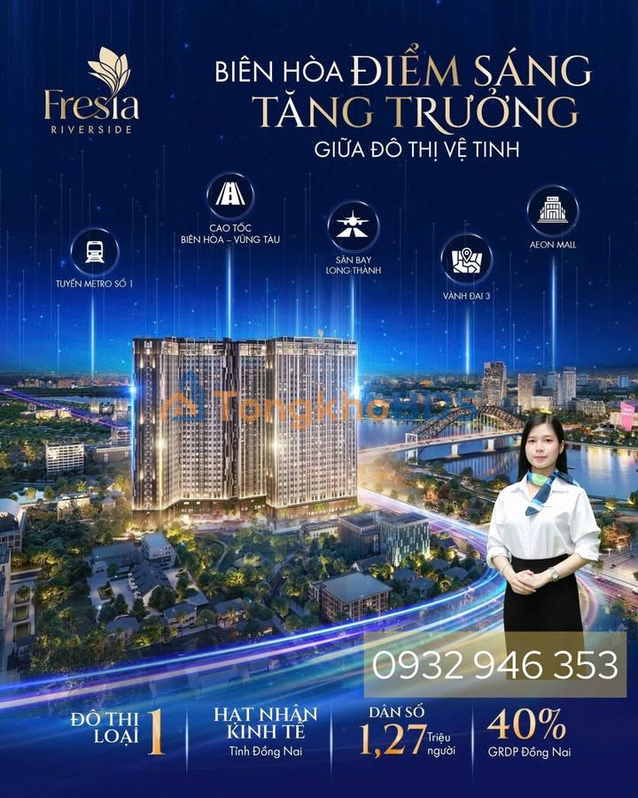 Căn hộ Fresia Riverside Biên Hòa 51,5m² 2,224 tỷ - Bàn giao ngay