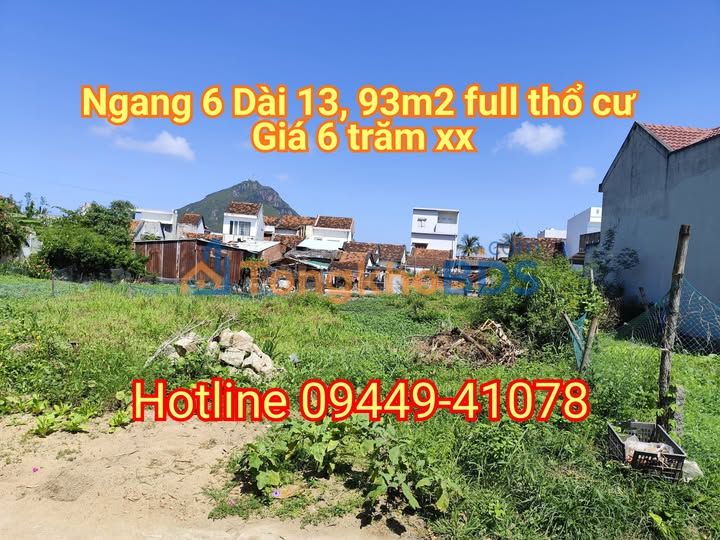 Đất Sổ Hồng Full Thổ Cư 93m² - P.Bình Kiến, Tuy Hoà - 600 Triệu