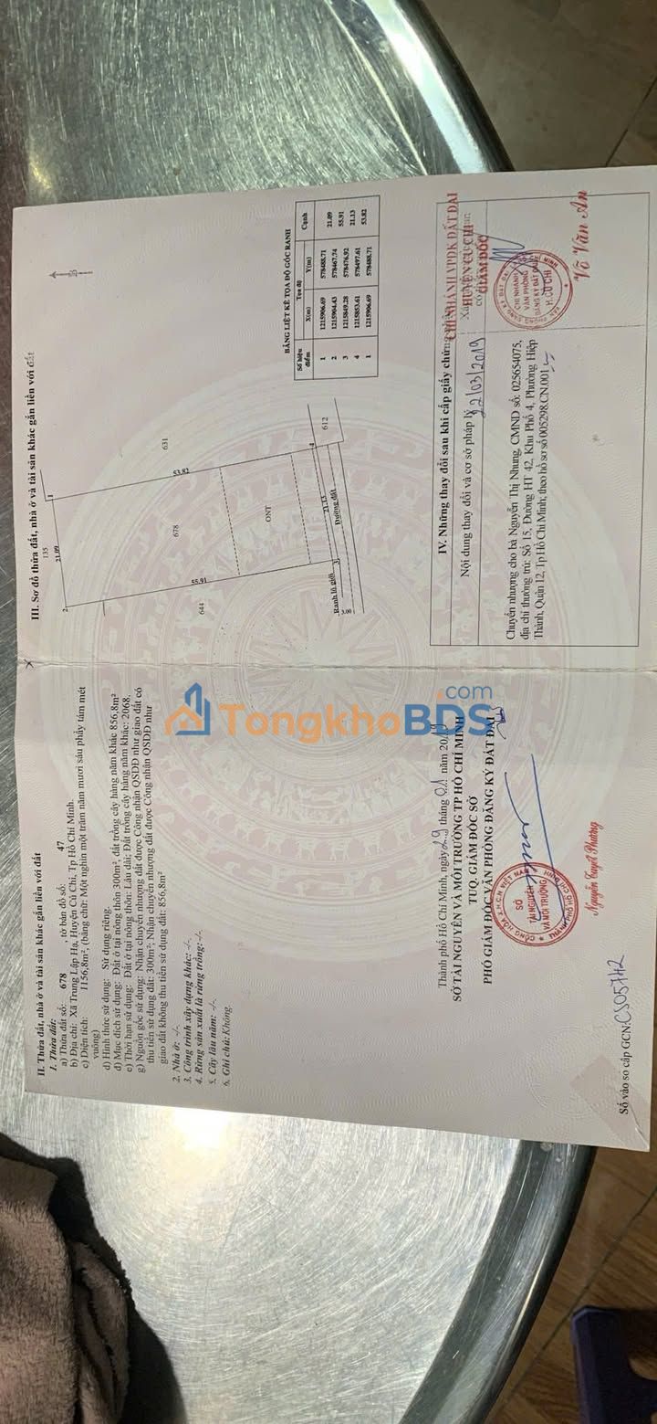 Đất nền Củ Chi 1.156m² 300 triệu - Sổ đỏ chính chủ