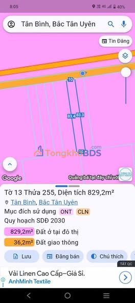 Đất nền Tân Bình Bắc Tân Uyên 200m² 4 tỷ - Thổ cư 100%