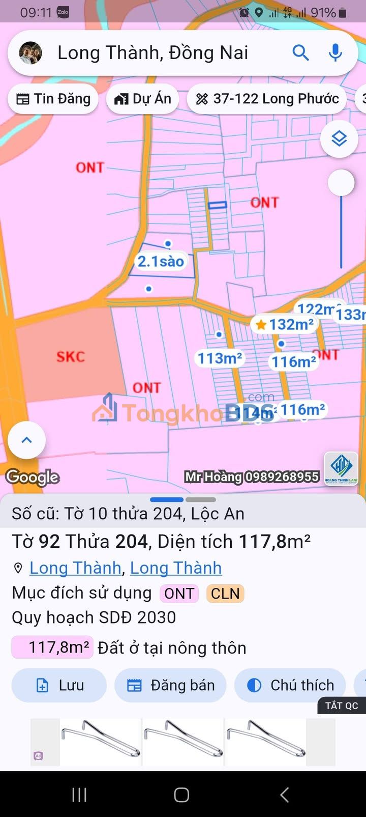 Đất Nền Lộc An Long Thành 118m² - Hai Mặt Tiền Hẻm Thông, Giá Tốt