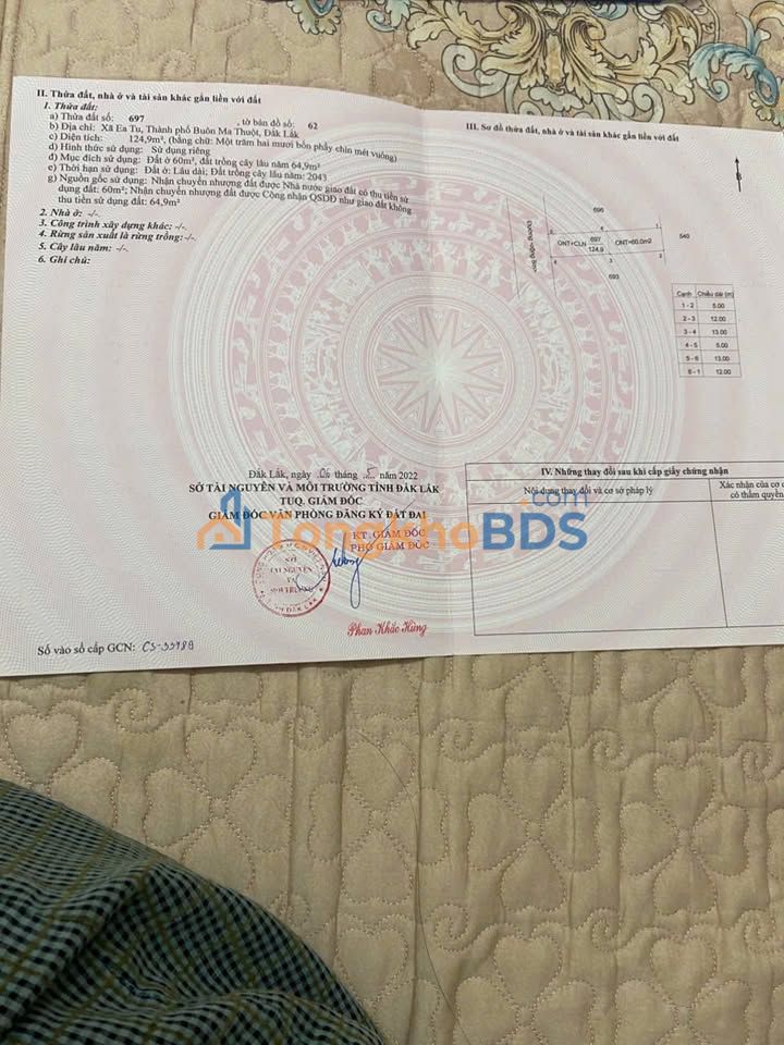 Đất nền Tân An Buôn Ma Thuột 125m² 1.05 tỷ - Sổ đỏ chính chủ