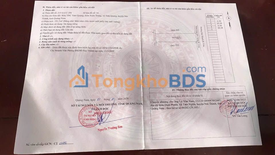 Đất nền KDC Tam Quang Núi Thành 195m² - Sổ đỏ chính chủ!