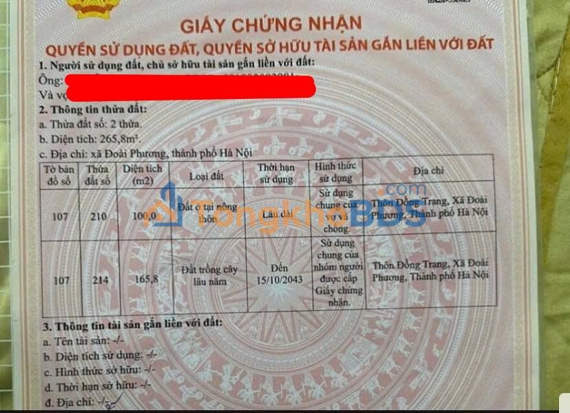 Đất thổ cư Hòa Lạc 100m² giá 3 tỷ - Sổ đỏ chính chủ