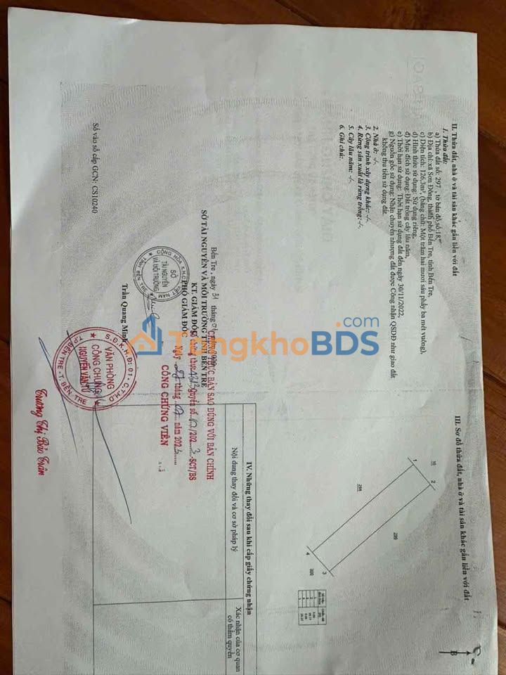 Kho xưởng Sơn Đông Bến Tre 252m² 2.4 tỷ - Diện tích lớn