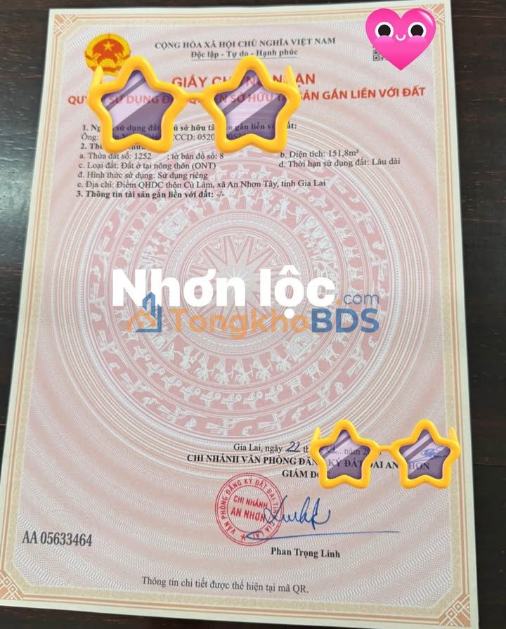 Đất Nhơn Lộc An Nhơn 151m² 700tr - Sổ đỏ chính chủ