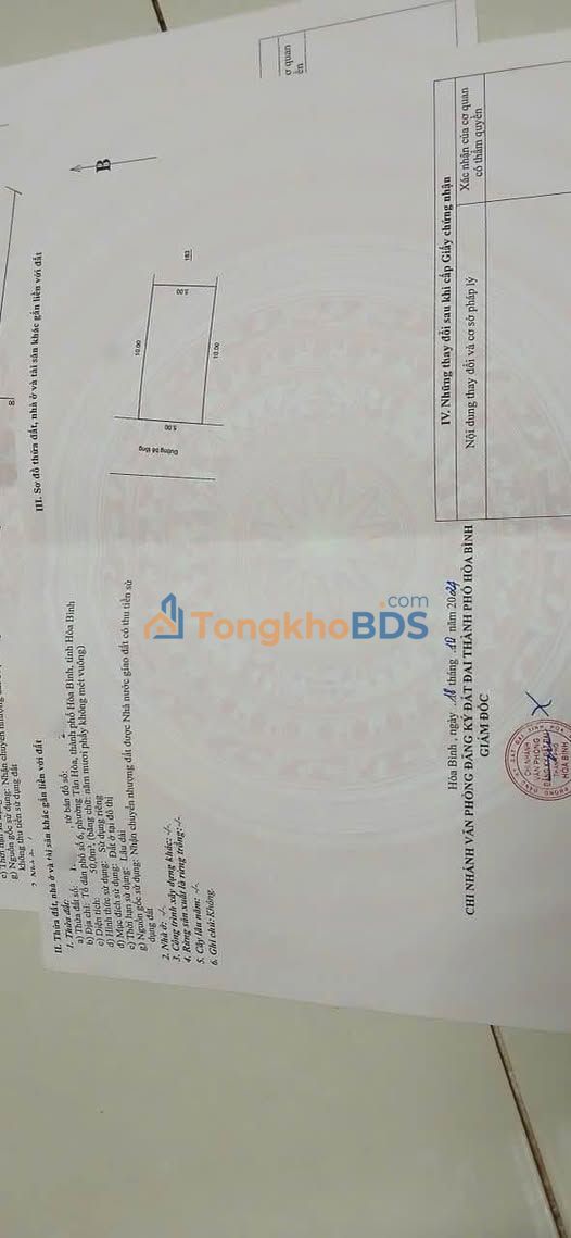 Bán đất thổ cư 176m² Phường Tân Hòa, TP Hòa Bình - Giá 1.2 tỷ