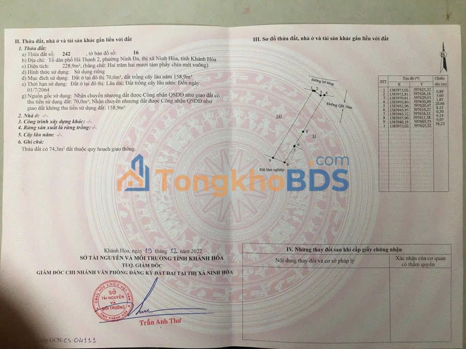 Đất Nền Ninh Hoà 228m² - Gần Nút Giao Hà Thanh Giá Tốt 699 Triệu