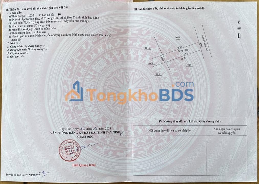 Đất nền Trường Hòa Hòa Thành 76m² 270 triệu - Sổ đỏ