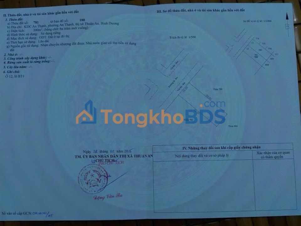 Đất nền An Thạnh Thuận An 600m² 20 tỷ - Sổ đỏ chính chủ