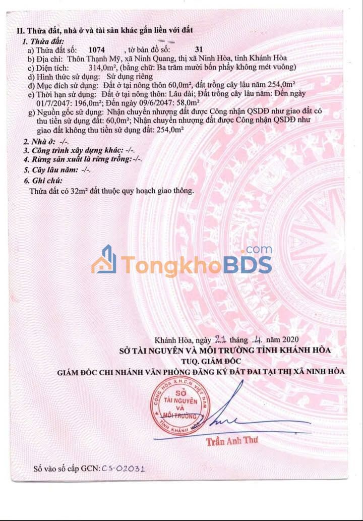 Đất Vàng Ninh Hòa: 314m² Thạnh Mỹ - Sổ Hồng Sẵn Sàng, Giá 1.3 Tỷ