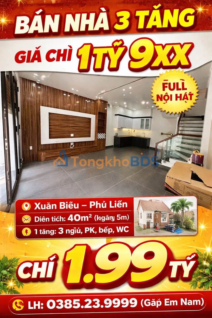 Nhà 3 Tầng 40m² Xuân Biều - Giá 1.99 Tỷ, Sổ Đỏ Chính Chủ