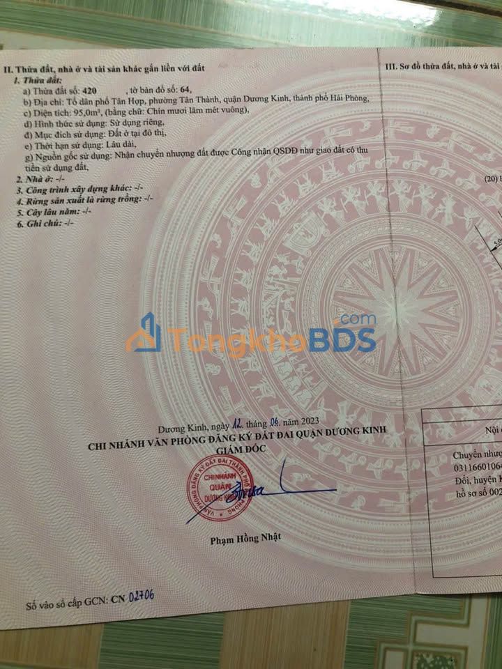 Đất nền Tân Thành Dương Kinh 100m² 100 triệu - Sổ đỏ chính chủ